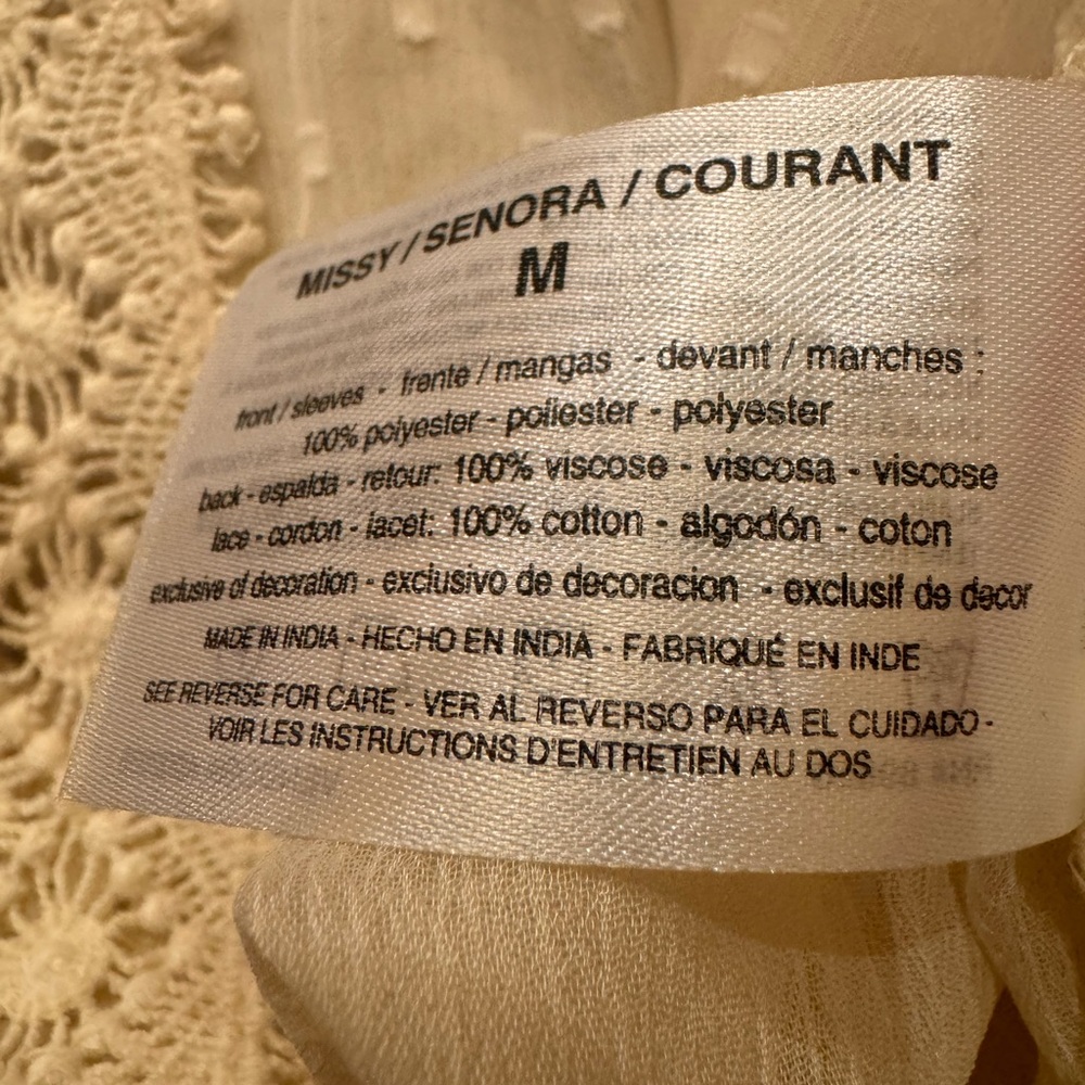 VINTAGE AMERICA brand Ivory Lacey Blouse Size Medium  New With Tags Cottagecore - Picture 5 of 7
